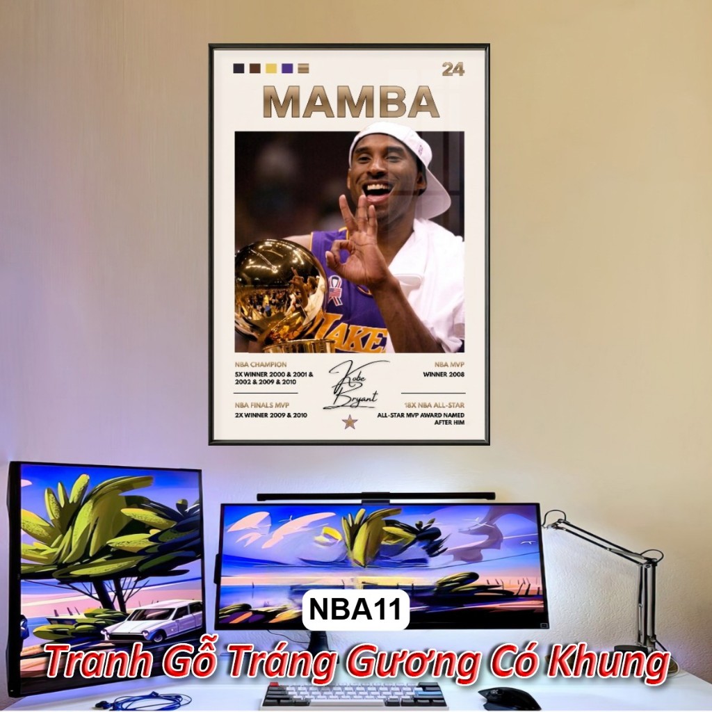 Tranh Treo Poster Bóng Rổ NBA Basketball Tráng Gương Khung Composite Decor treo tường, quà tặng