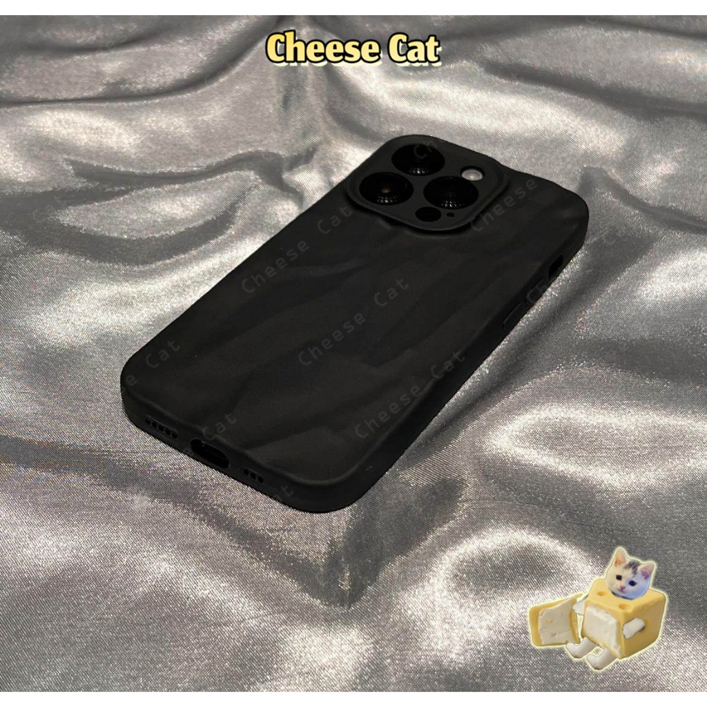 Ốp lưng silicon nhăn cho iPhone 11 12 13 14 15 Plus 16 17 Pro Max kiểu dáng retro đơn giản
