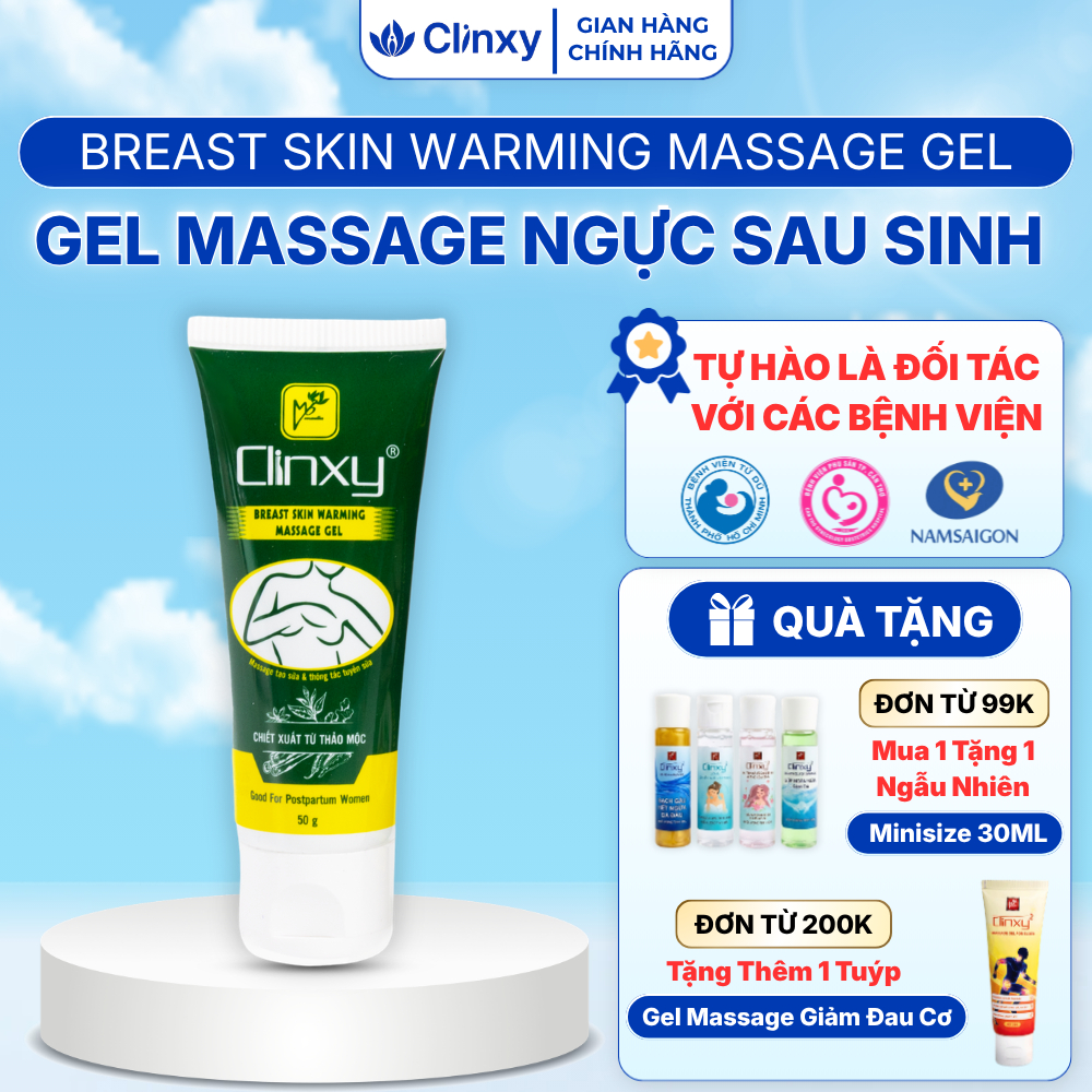 Gel Massage Ngực Sau Sinh Clinxy Giúp Thông Tắc Tia Sữa, Làm Ấm Ngực An Toàn (50g)