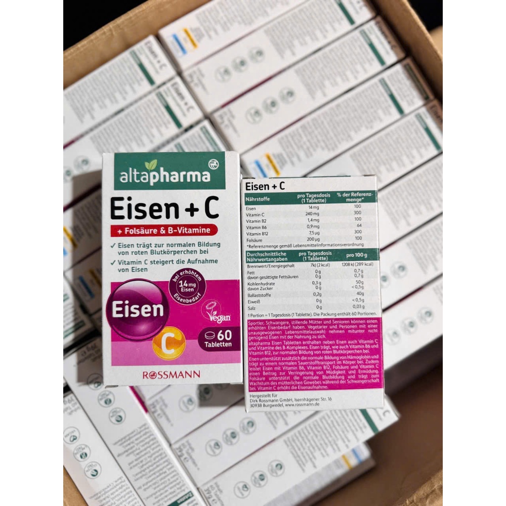 VIÊN SẮT BỔ SUNG SẮT Altapharma Eisen của ĐỨC