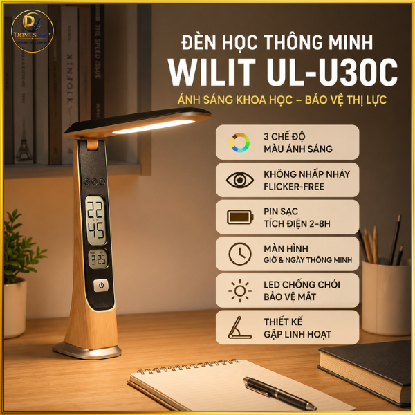 Đèn học chống cận thông minh Wilit UL-U30C, Tích điện pin 1200mAh, Hàng Nhập Đức Chính Hãng