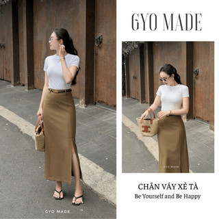 [NEW] Chân váy dài xẻ tà GYOMADE® chất Twill cao cấp, co giãn nhẹ tôn dáng, có lót trong | GV042