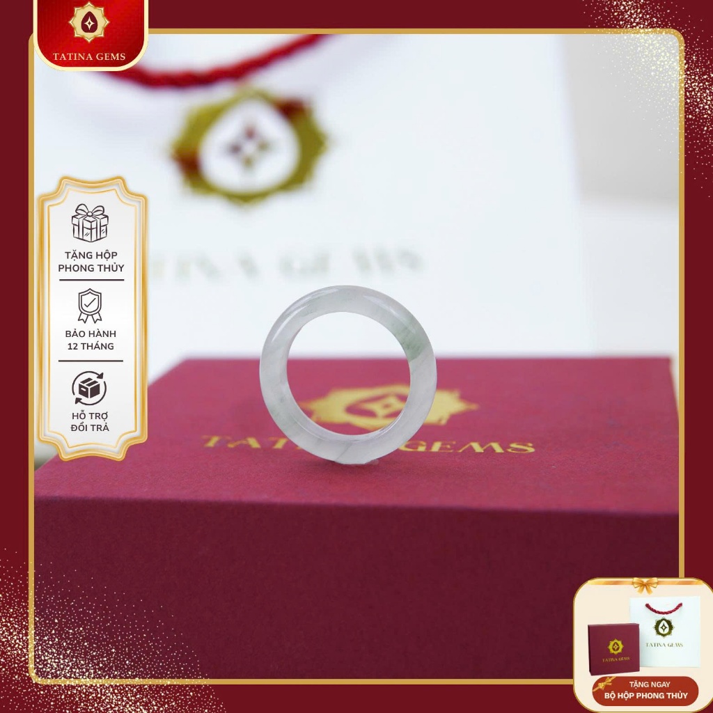 Nhẫn Đông Lăng Ngọc Thiên Sơn Tự Nhiên Nhẫn Đá Phong Thủy May Mắn Bình An TATINA GEMS (Tặng Bộ Hộp Đựng Sang Trọng)