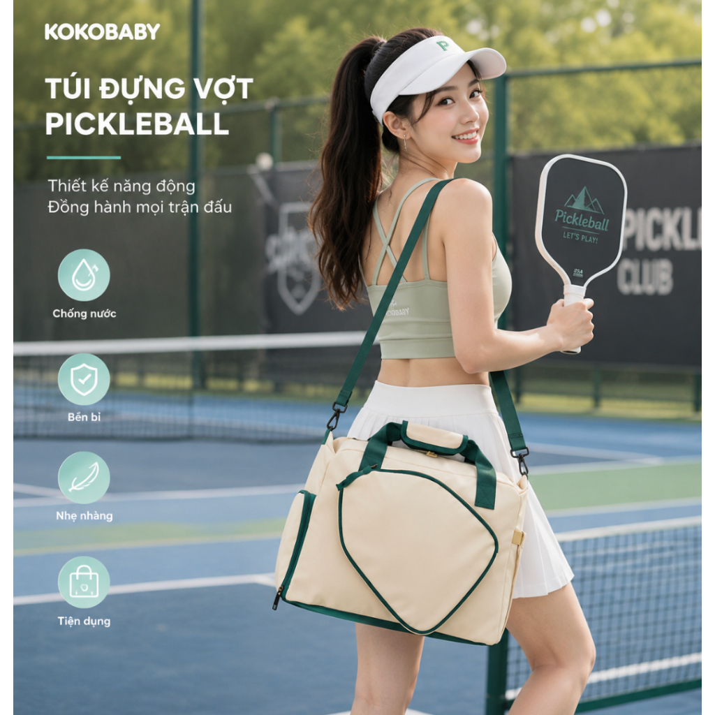 Túi Đựng Vợt Pickleball Cao Cấp Chống Nước  Túi Thể Thao Đa Năng Có Ngăn Giày Riêng, Đeo Vai A4