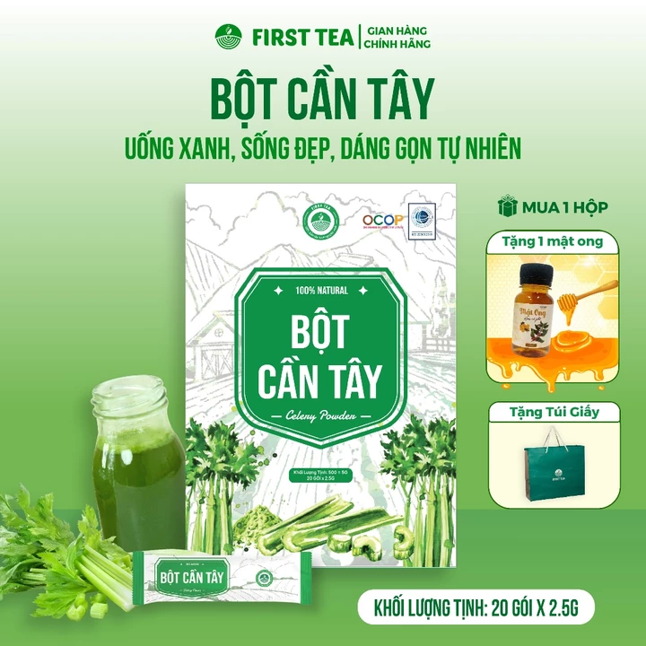 Bột cần tây nguyên chất FIRST TEA bổ sung chất xơ, uống đẹp da giảm mụn, tốt cho hệ tiêu hoá