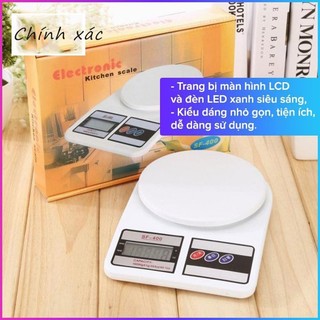 Cân bếp điện tử 1g/10kg，Mặt inox chống nước，chức năng trừ bì