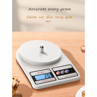 Cân bếp điện tử 1g/10kg，Mặt inox chống nước，chức năng trừ bì