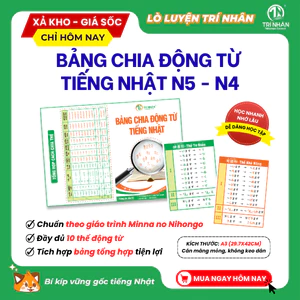 Bảng Chia Động Từ Tiếng Nhật N5–N4 (A3, cán màng bóng, dễ tra cứu)