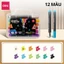 Bút Marker Nhũ Kim Tuyến 1 Đầu 12/24/36/48 Màu Deli Mềm Ngòi Nhũ Sáng Màu Vẽ Anime, Bullet Journal
