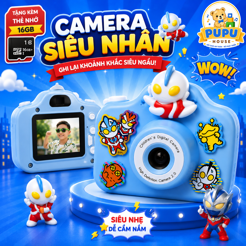 Máy Ảnh Mini Cho Bé Máy Chụp Ảnh Có Kèm Thẻ Nhớ Dễ Thương Quà Tặng Sinh Nhật Đồ Chơi Cho Bé Gái - Đồ Chơi PUPU HOUSE