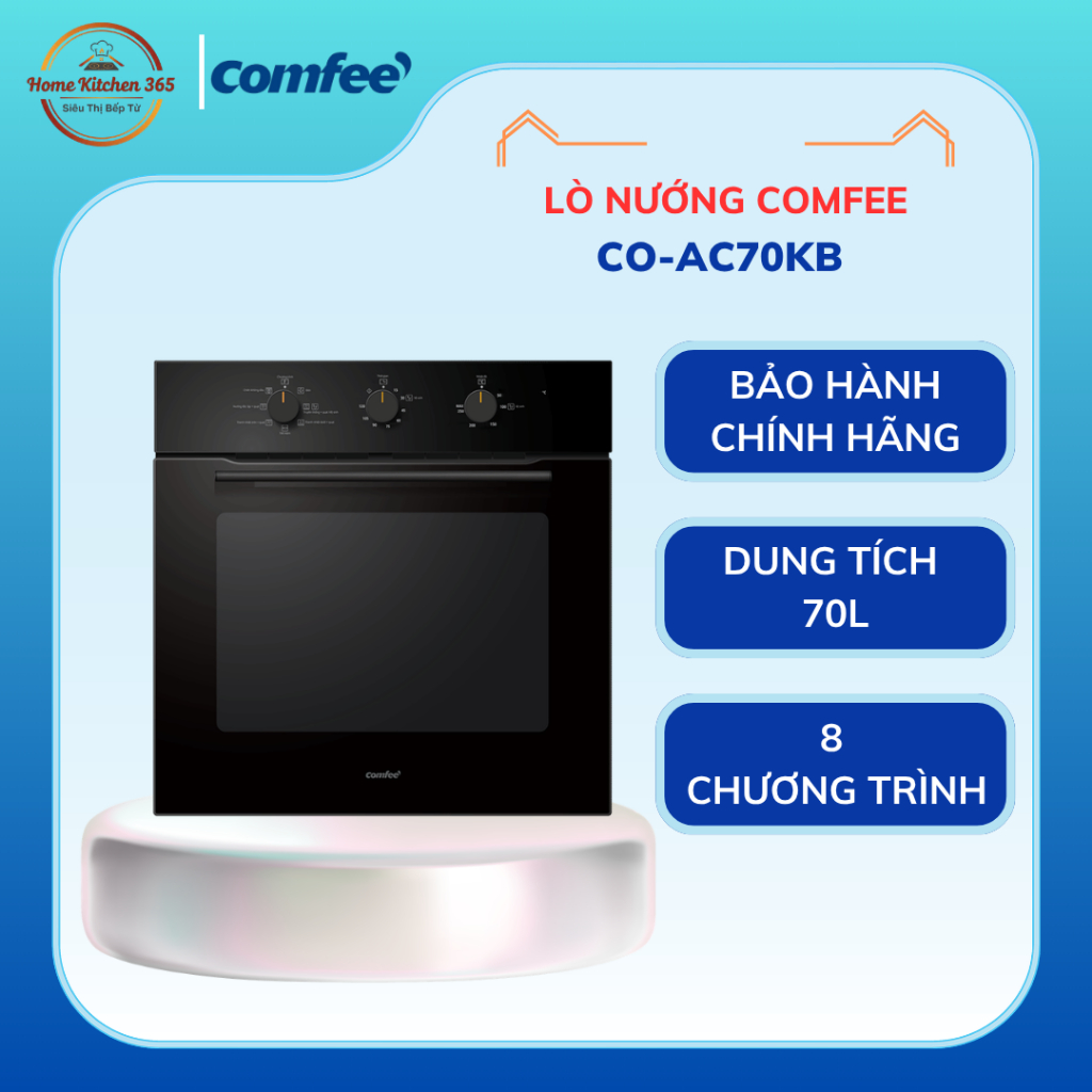 Lò nướng âm tủ 70 lít CO-AC70KB Comfee - Công nghệ đối lưu, 8 chương trình nướng