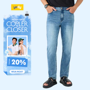 Quần jean dài nam YODY dáng regular tôn dáng cào xước cá tính MCJE26A019