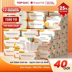 Giấy ăn đa sắc Topgia 240 tờ 4 lớp dập vân 4D mềm mịn, thấm hút