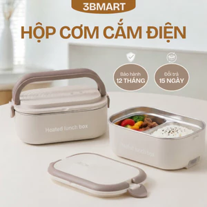 Hộp Cơm Cắm Điện LUNCH BOX Không Dùng Nước Làm Nóng 2 Ngăn Khay Inox 304 Không Lo Han Gỉ