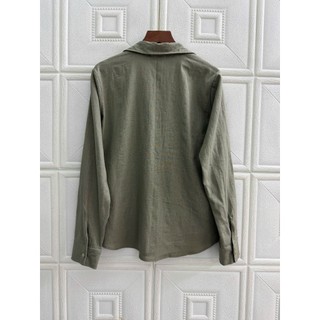 JUNE LINEN A06. Áo sơ mi nữ tay dài Linen bột. Form basic. Có size lớn.