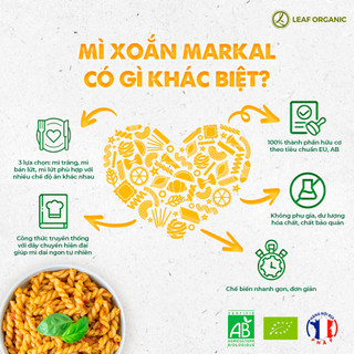 Mì Xoắn Trắng Hữu Cơ Markal 500g - Chuẩn Vị Pháp, Thấm Sốt Cực Đỉnh, An Toàn - Natural Market