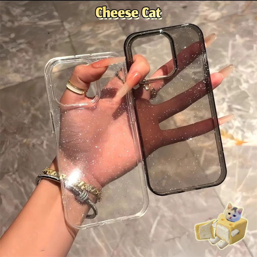 Ốp lưng iPhone màu đen lấp lánh cho iPhone 14 12 13 15 Plus 16 17 Pro Max XR Xs Max 6 7 8 Plus SE bằng chất liệu TPU
