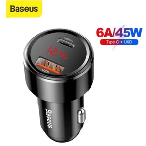 Tẩu sạc điện thoại trên ô tô baseus magic 45w. cổng type-c 45w cổng USB 18w