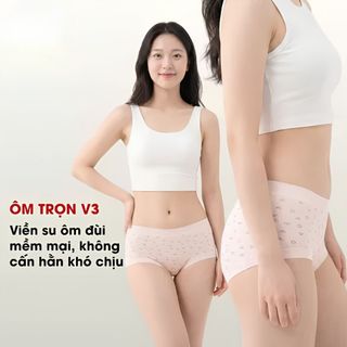 Quần lót nữ cotton cao cấp dáng đùi, Quần boxer cạp vừa tôn dáng họa tiết xinh xắn DEVARI L6005