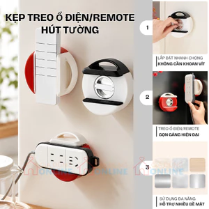 Kẹp treo ổ điện/remote điều khiển hút tường gọn gàng không khoan vít