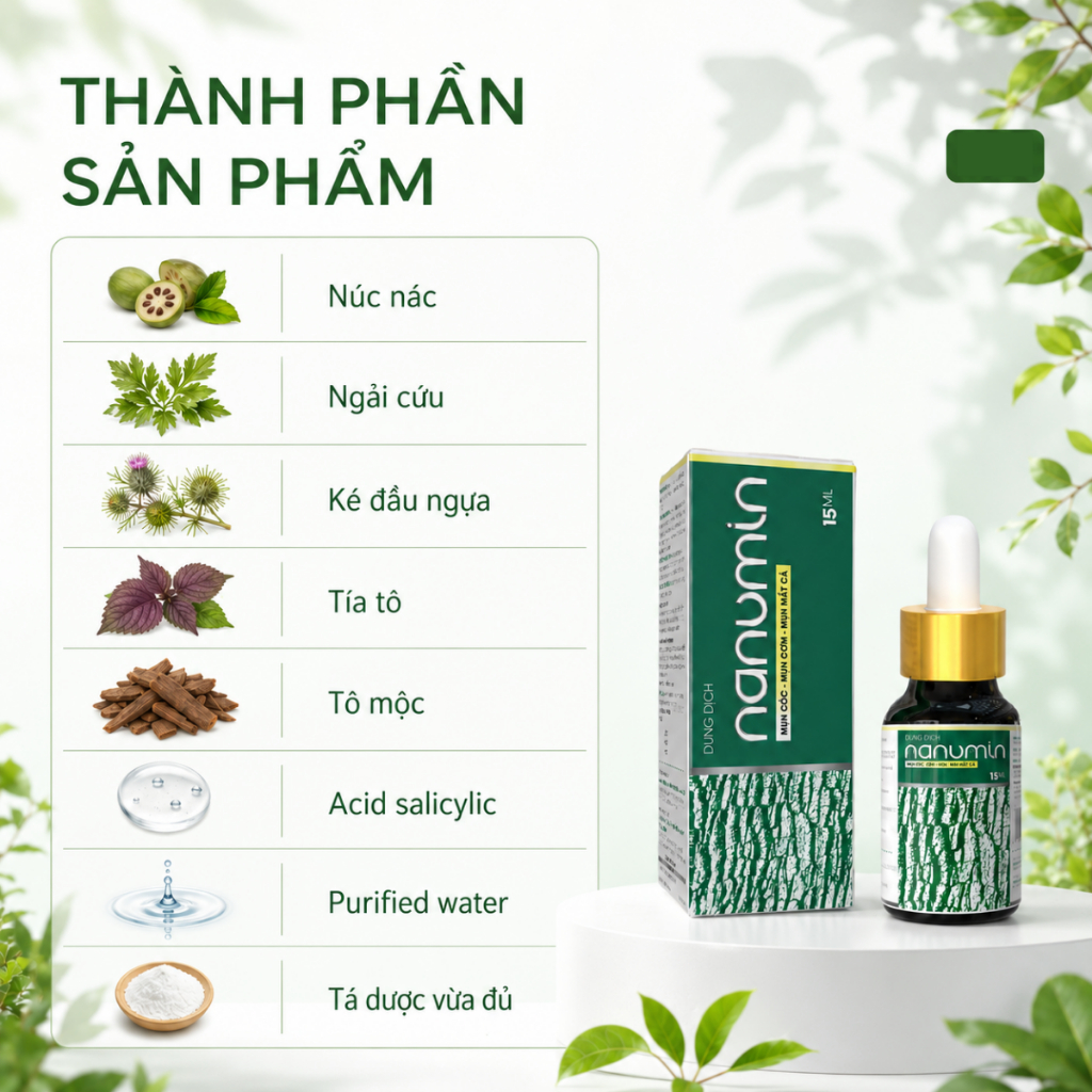 [TẨY MỤN CÓC]Tinh Chất Thảo Mộc Chấm Rụng Mụn Cóc, Mụn Thịt, Mắt Cá Chân Nanumin 15ML