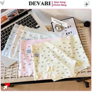 Quần lót nữ cotton cao cấp dáng đùi, Quần boxer cạp vừa tôn dáng họa tiết xinh xắn DEVARI L6005