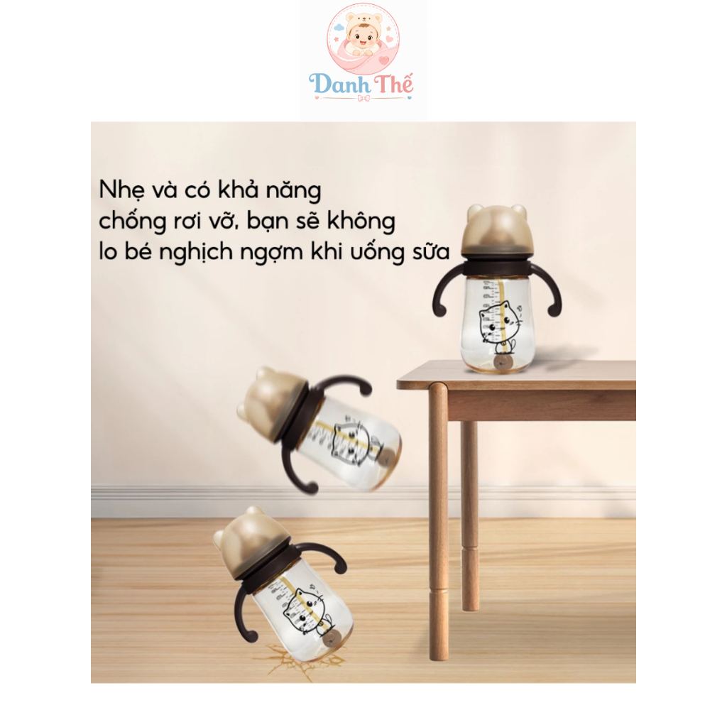 Bình Mèo,Bình Sữa,Bình Tập Hút Nước Cho Bé Có Lắc Chống Sặc An Toàn 0-3 Tuổi