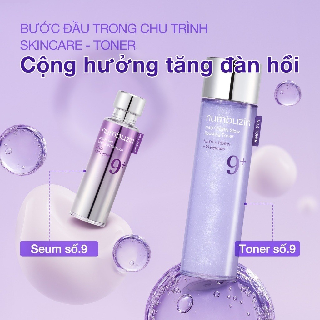 numbuzin No.9+ Tinh chất nâng cơ NAD+ BIO 30ml/No.9 NAD+ PDRN Glow Boosting Toner 150ml