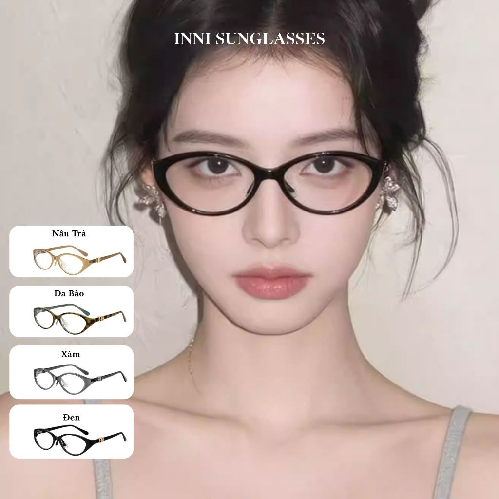 Kính Cận Nữ INNI Dáng Mắt Mèo Thanh Lịch, Gọng TR90 Siêu Nhẹ Dẻo Bền, Kính Đổi Màu Đeo Đi Học Đi Làm