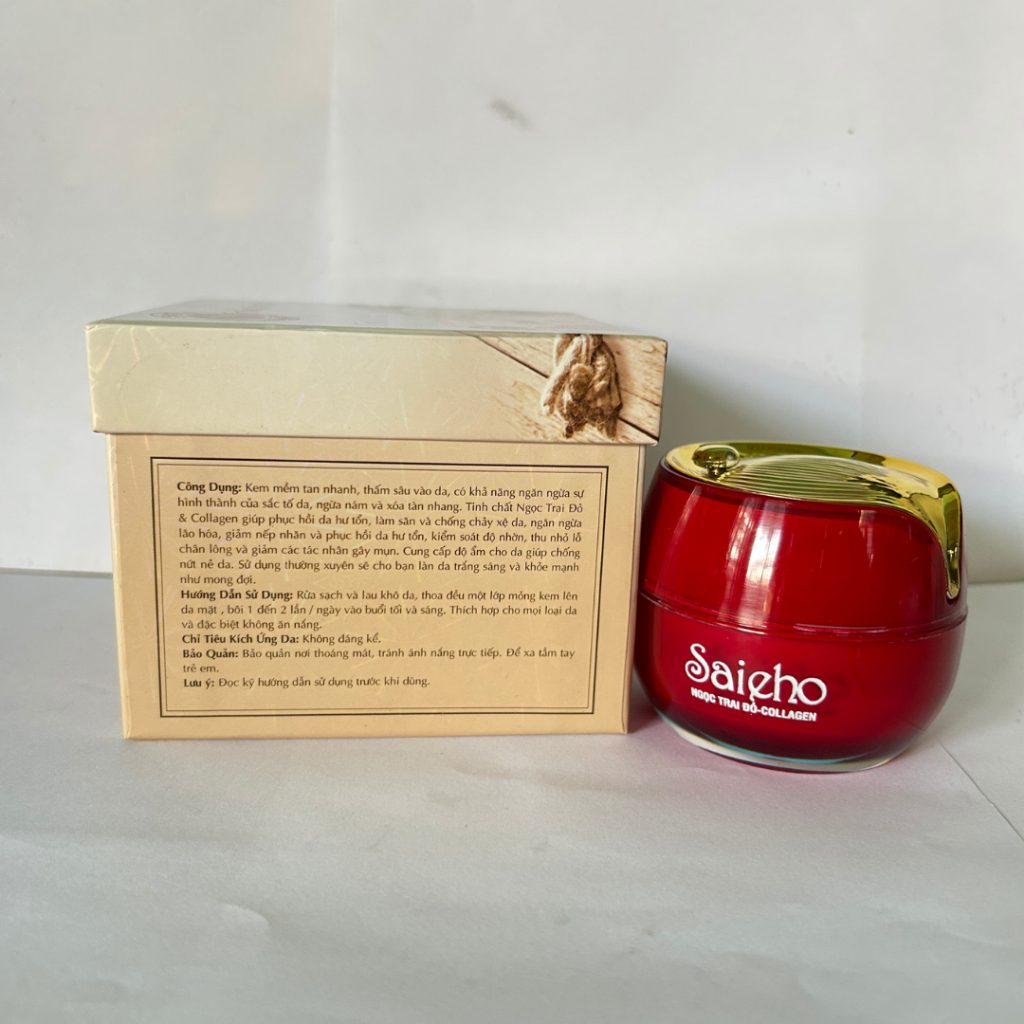 Kem Saieho 15 in 1 Dưỡng Trắng Da Mặt Mờ Thâm Sạm Nám Collagen Cao Cấp 30g (Đỏ)