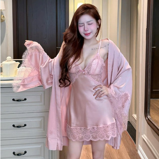 V61 Váy Ngủ Nữ Lụa Phối Ren Cao Cấp Thiết Kế Dây Đan Lưng Dễ Mặc kèm Mút Đệm Phương Linh Underwear