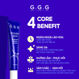 [G.G.G x KOL] Kem Dưỡng Retinol 0.5% G.G.G - Mờ Nếp Nhăn, Dưỡng Trắng Sáng & Làm Đều Màu Da Wonder RadiantX Retinol 30gr