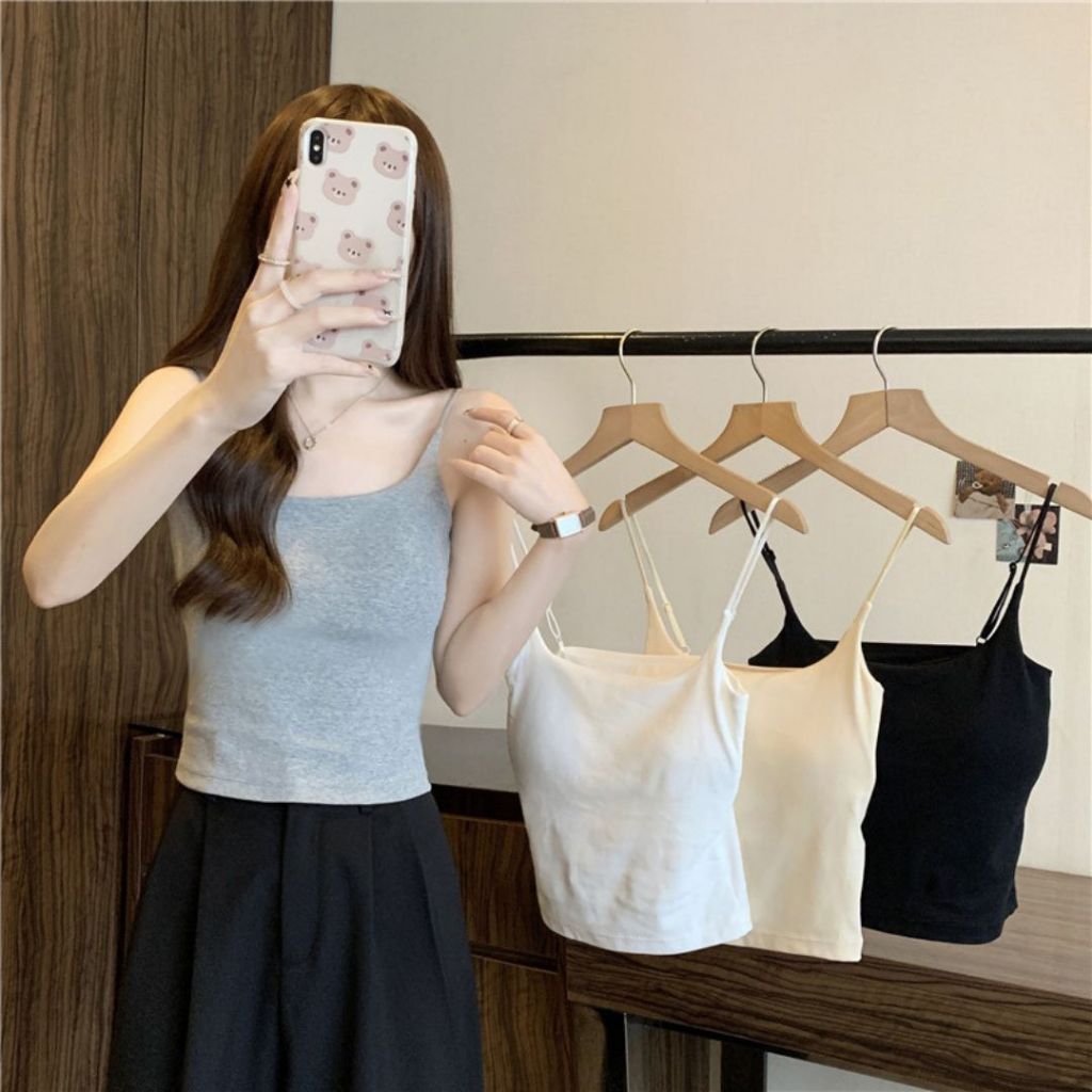 Áo bra 2 dây cotton hàng cao cấp áo lót đệm mút nâng ngực túi zip QUINZY BR01