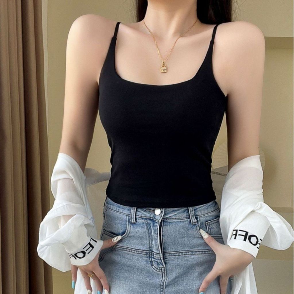Áo bra 2 dây cotton hàng cao cấp áo lót đệm mút nâng ngực túi zip QUINZY BR01