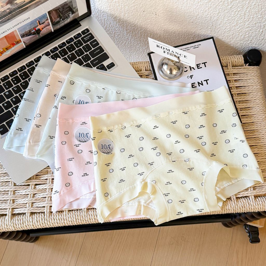 Quần lót nữ dáng đùi chất liệu cotton kháng khuẩn, Quần boxer họa tiết cute dễ thương LANIXA L6005
