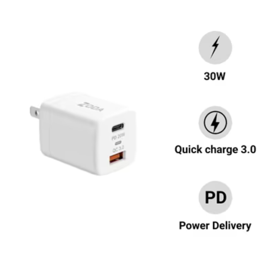 Củ Sạc Nhanh 20W Zoda - Thiết Kế Nhỏ Gọn, Chuẩn Sạc Nhanh PD, An Toàn Bền Bỉ - Hàng Chính Hãng