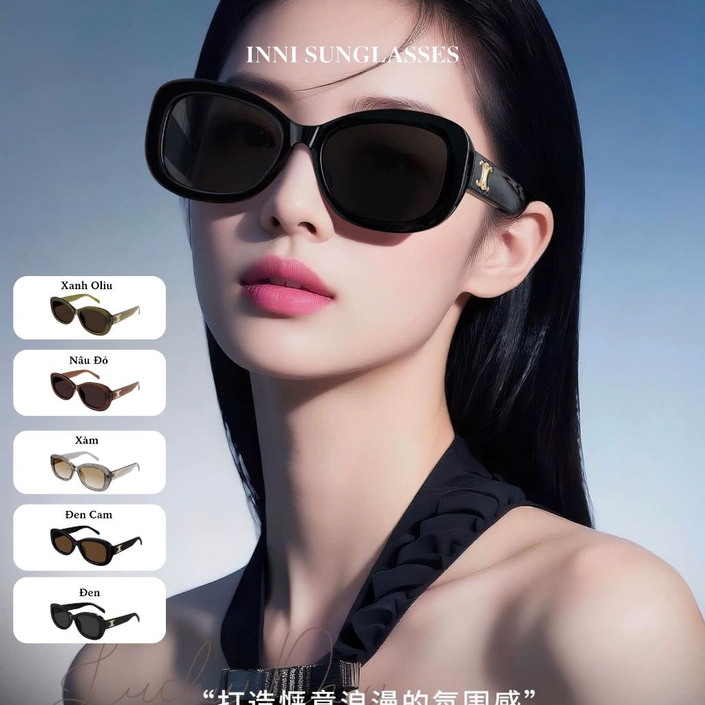 Kính Râm Nữ INNI Form Vuông Retro Bản Dày, Kính Mát Thời Trang Cao Cấp, Chống Chói Chống Tia UV400