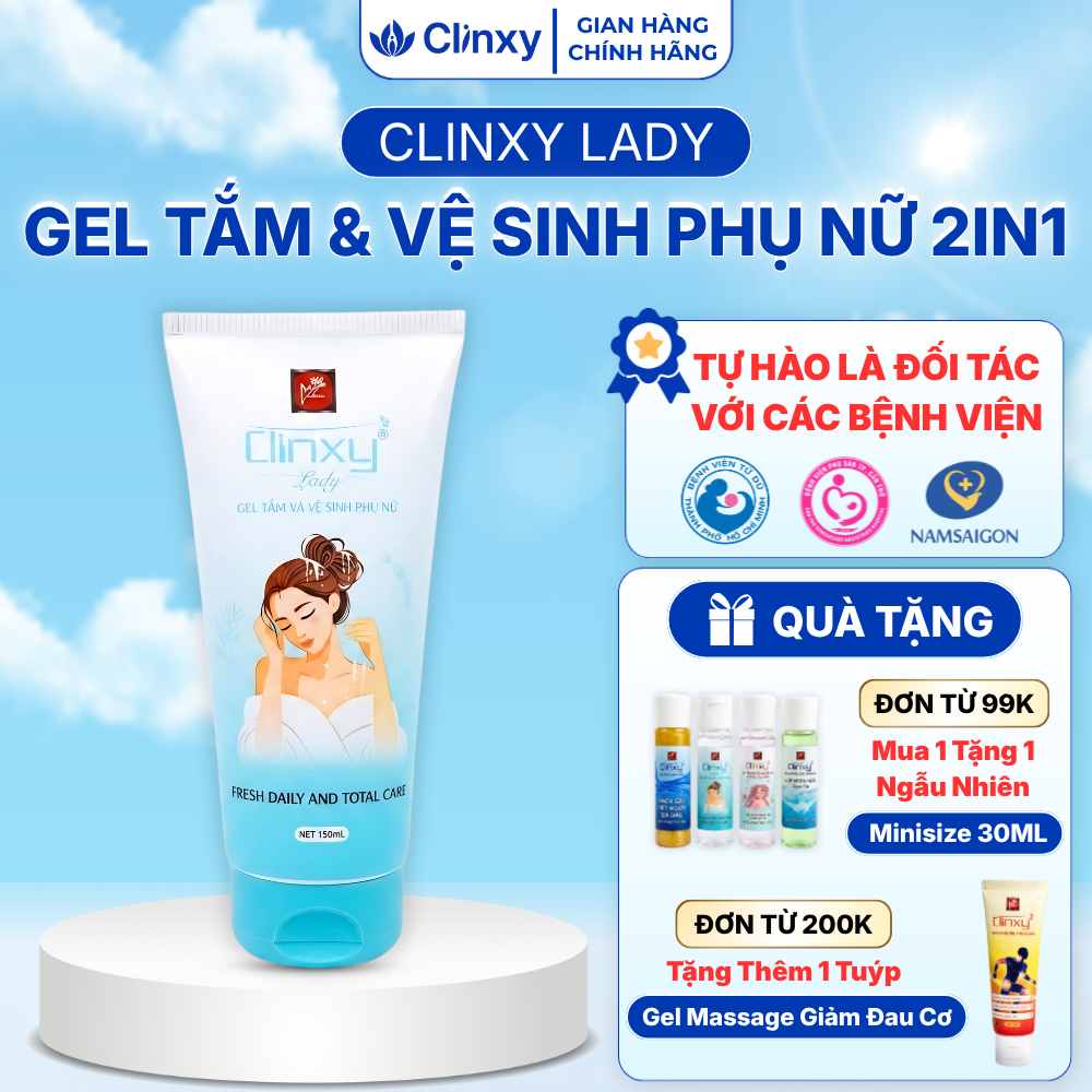Gel Tắm Và Vệ Sinh Clinxy Lady Dành Cho Phụ Nữ, Sữa Tắm Hỗ Trợ Kháng Khuẩn Và Dưỡng Ẩm Da (150ml)