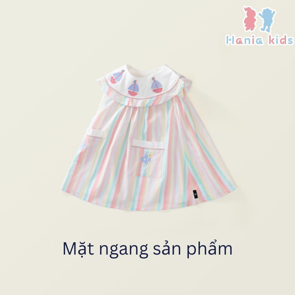Váy Cho Bé Gái, Váy Cho Bé Gái Hania Kids Váy Suông Chữ A Thiết Kế Kẻ Sọc Màu Sắc Cổ Bèo Dễ Thương