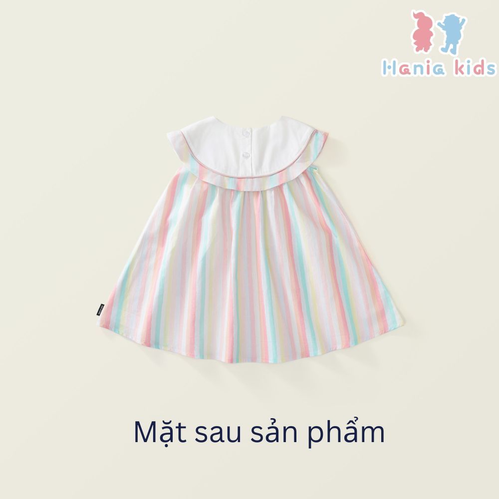 Váy Cho Bé Gái, Váy Cho Bé Gái Hania Kids Váy Suông Chữ A Thiết Kế Kẻ Sọc Màu Sắc Cổ Bèo Dễ Thương