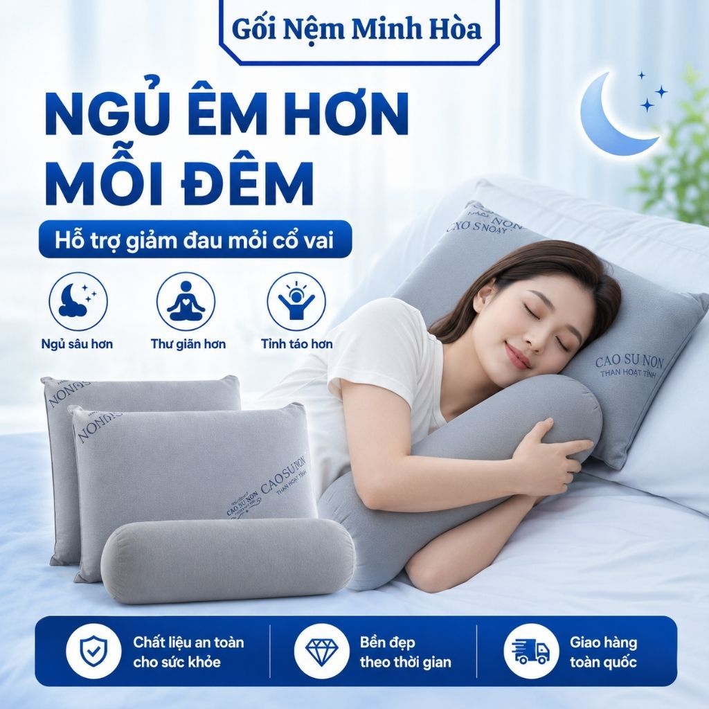 [Combo 3 Gối] Gối Cao Su Non Memory Foam - 2 Gối Nằm 1 Gối Ôm, An Toàn Khi Sử Dụng, Thoáng Mát, Êm Ái