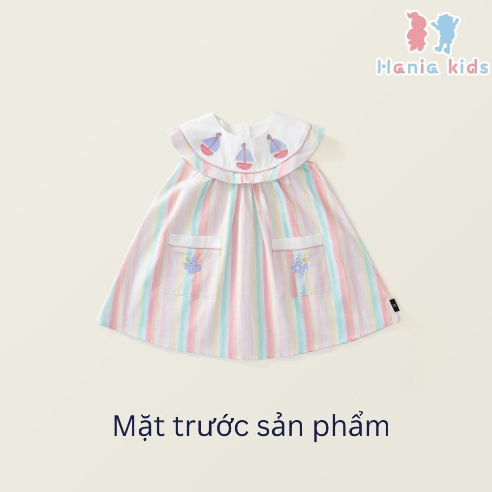 Váy Cho Bé Gái, Váy Cho Bé Gái Hania Kids Váy Suông Chữ A Thiết Kế Kẻ Sọc Màu Sắc Cổ Bèo Dễ Thương