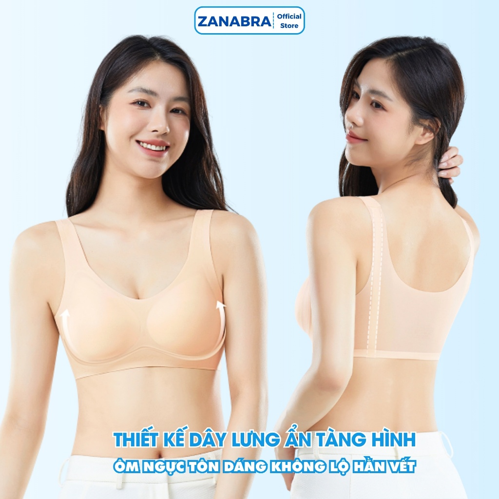 [BST MỚI 2026] Áo Bra, Áo Lót Nữ lưng liền mỏng nhẹ tàng hình mặc Siêu Mát đệm ngực dày 1,5CM ZANABRA A606