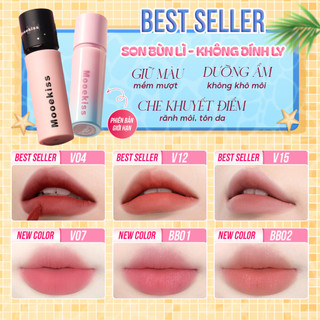 [KOL] Combo 2 Son Lì Mooekiss V15 Che Khuyết Điểm Môi Xỉn Màu, Tôn Da Sáng Bừng Phù Hợp Da Châu Á (3gx2)