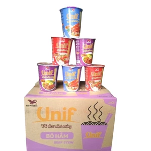 Thùng 24ly mì ăn liền UNIF 4vị (Bò rau thơm, Bò hầm, Tôm chua cay, Lẩu Kim Chi chua cay) 62gr x 24 ly