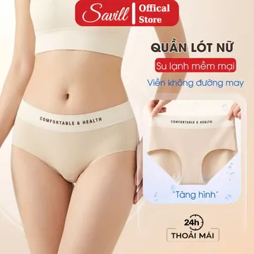 Quần lót nữ su lạnh cao cấp, Quần lót su cạp vừa đáy dán kháng khuẩn SAVILL L2244
