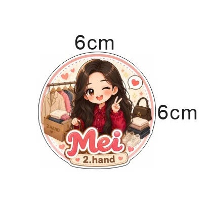 Sticker logo shop quần áo 2hand phong cách chibi dễ thương   Decal cute dành cho shop thời trang nữ