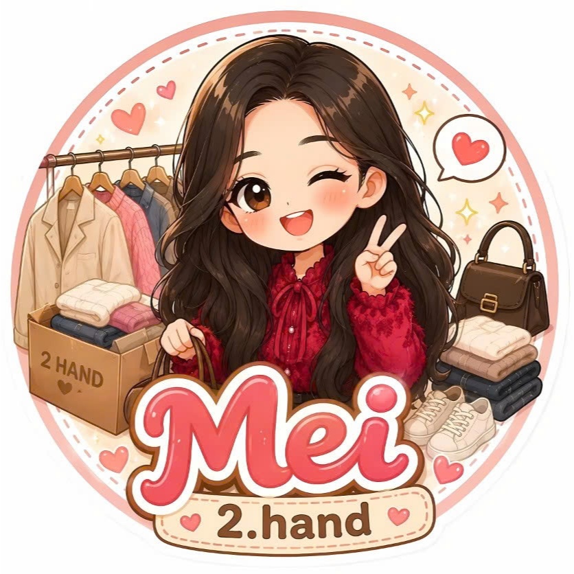 Sticker logo shop quần áo 2hand phong cách chibi dễ thương   Decal cute dành cho shop thời trang nữ