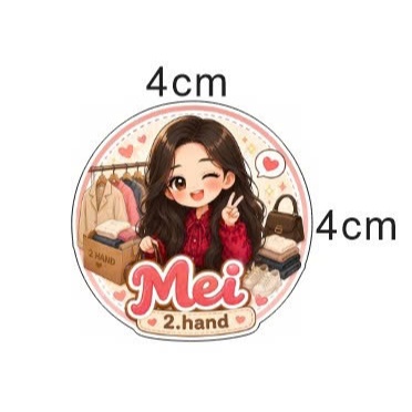 Sticker logo shop quần áo 2hand phong cách chibi dễ thương   Decal cute dành cho shop thời trang nữ