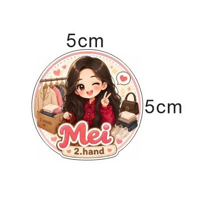 Sticker logo shop quần áo 2hand phong cách chibi dễ thương   Decal cute dành cho shop thời trang nữ